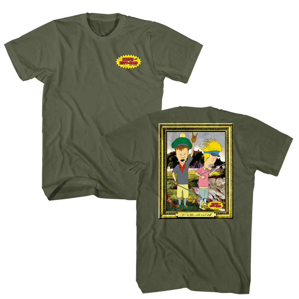 Beavis and Butthead Rich and Stuff Military Green T-Shirt