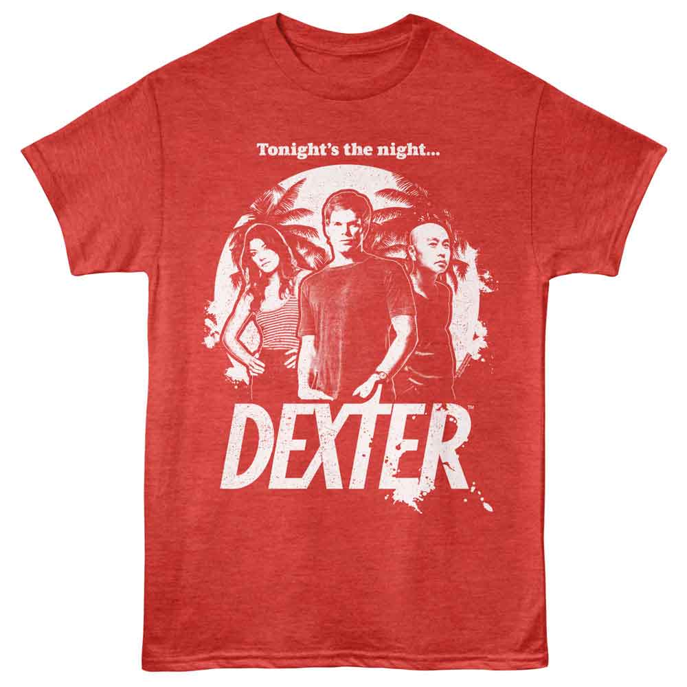 Dexter Group and Palm Trees One Color Red Heather T-Shirt