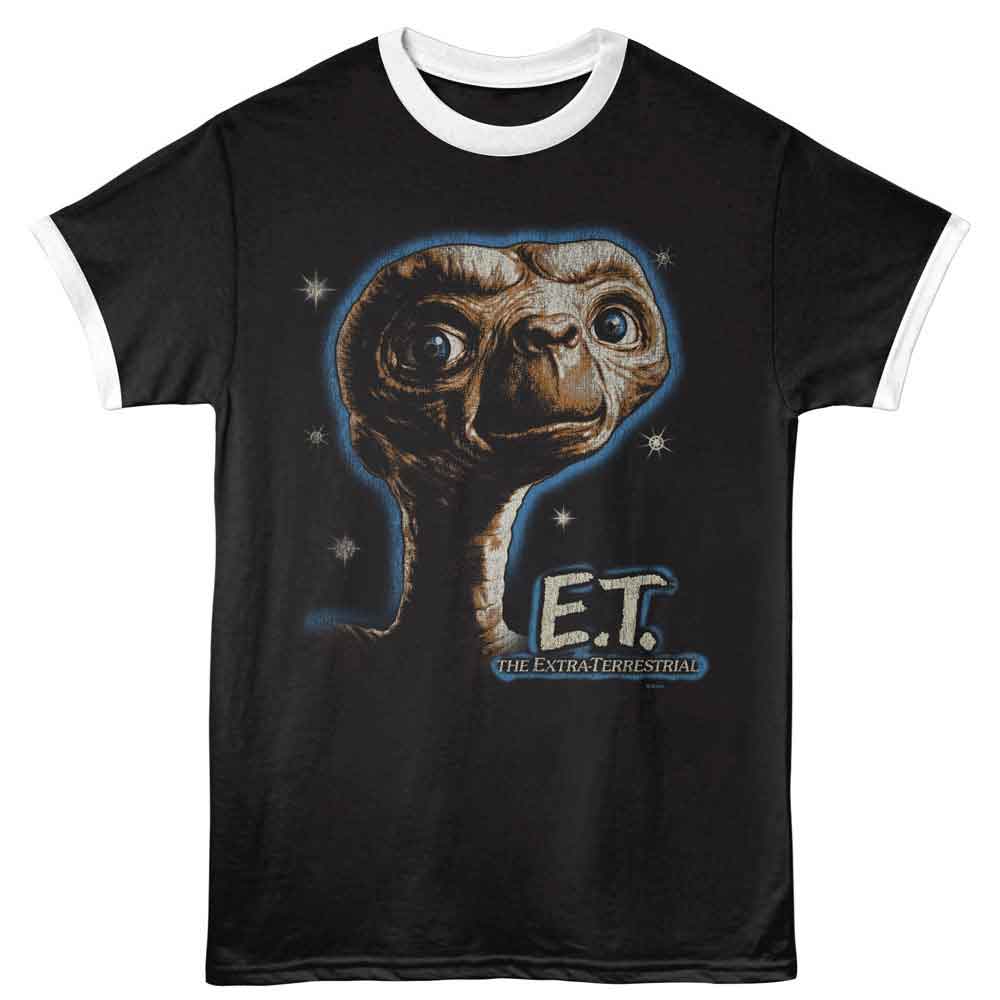 E.T. Portrait Black White Ringer T-Shirt