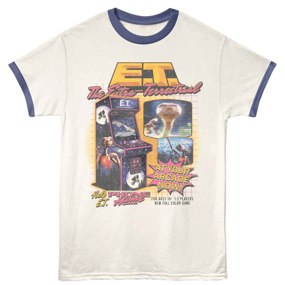 E.T. Arcade Vintage White India Ink Ringer T-Shirt