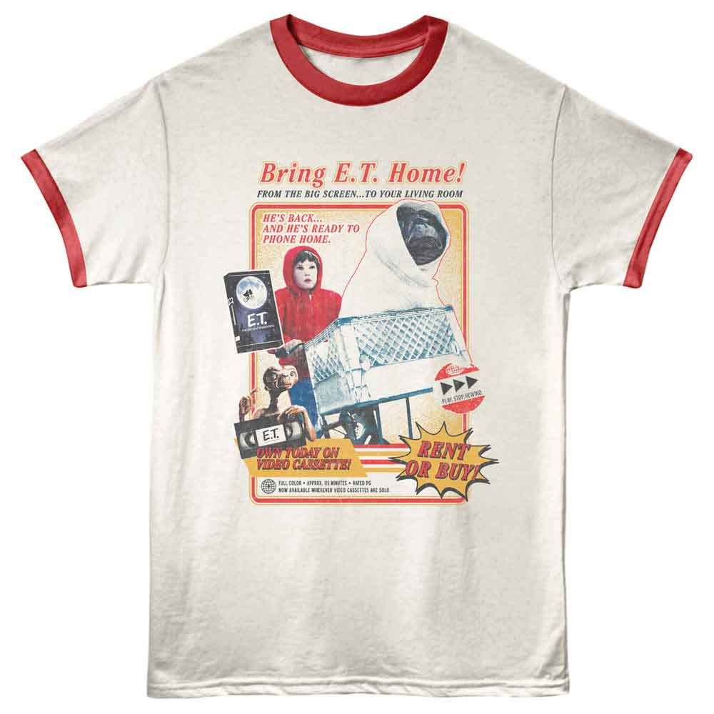 E.T. Bring E.T. Home Vintage White Rio Red Ringer T-Shirt