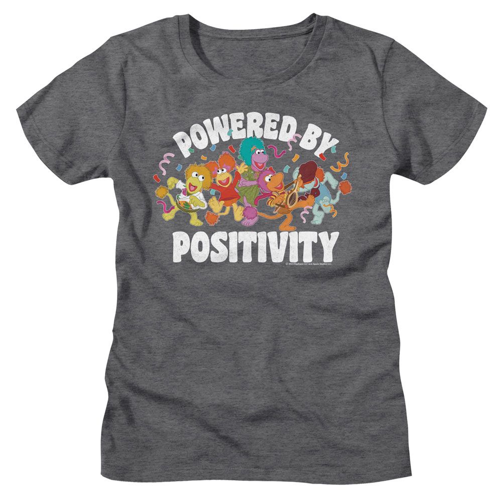 Fraggle Rock Fraggle Rock Powered By Positivity Heather Gray Women's T-Shirt
