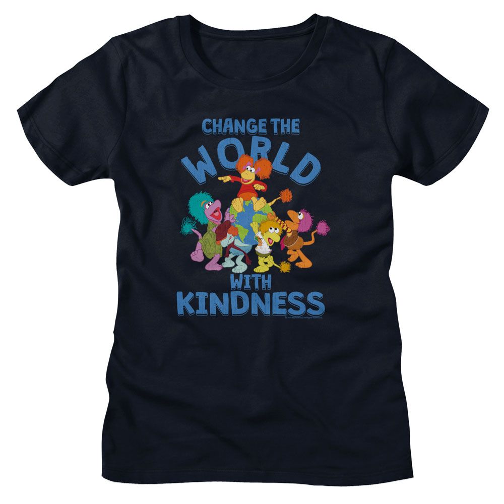 Fraggle Rock Fraggle Rock Change The World Navy Women's T-Shirt