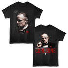 Godfather Repeat Text Front and Back Print Black T-Shirt