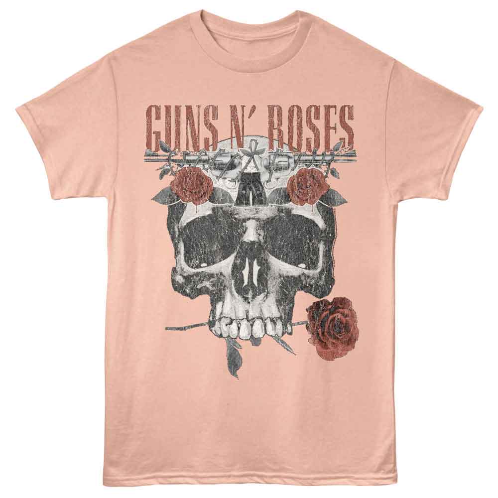 Guns n Roses Guns n Roses Flower Skull Peach T-Shirt