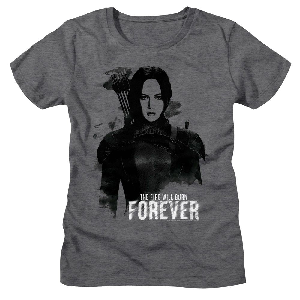 Hunger Games Hunger Games Katniss Burn Forever Heather Gray Women's T-Shirt