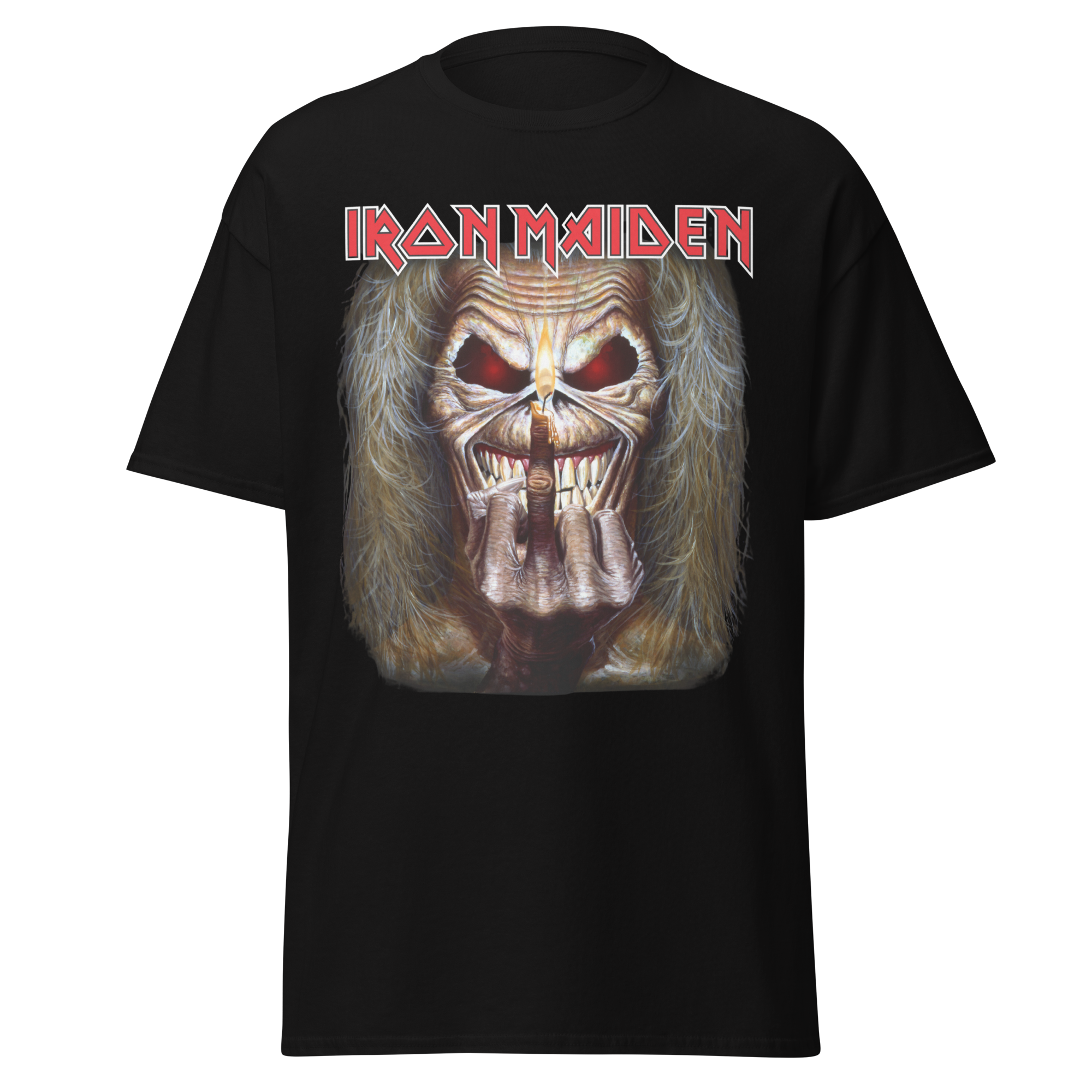 Wholesale Iron Maiden Candle Finger Jumbo Print T-Shirt