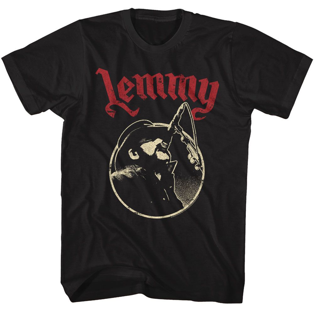 Wholesale Lemmy Kilmister Singing in Mic Circle T-Shirt