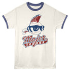 Major League Logo and Ball Vintage White India Ink Ringer T-Shirt