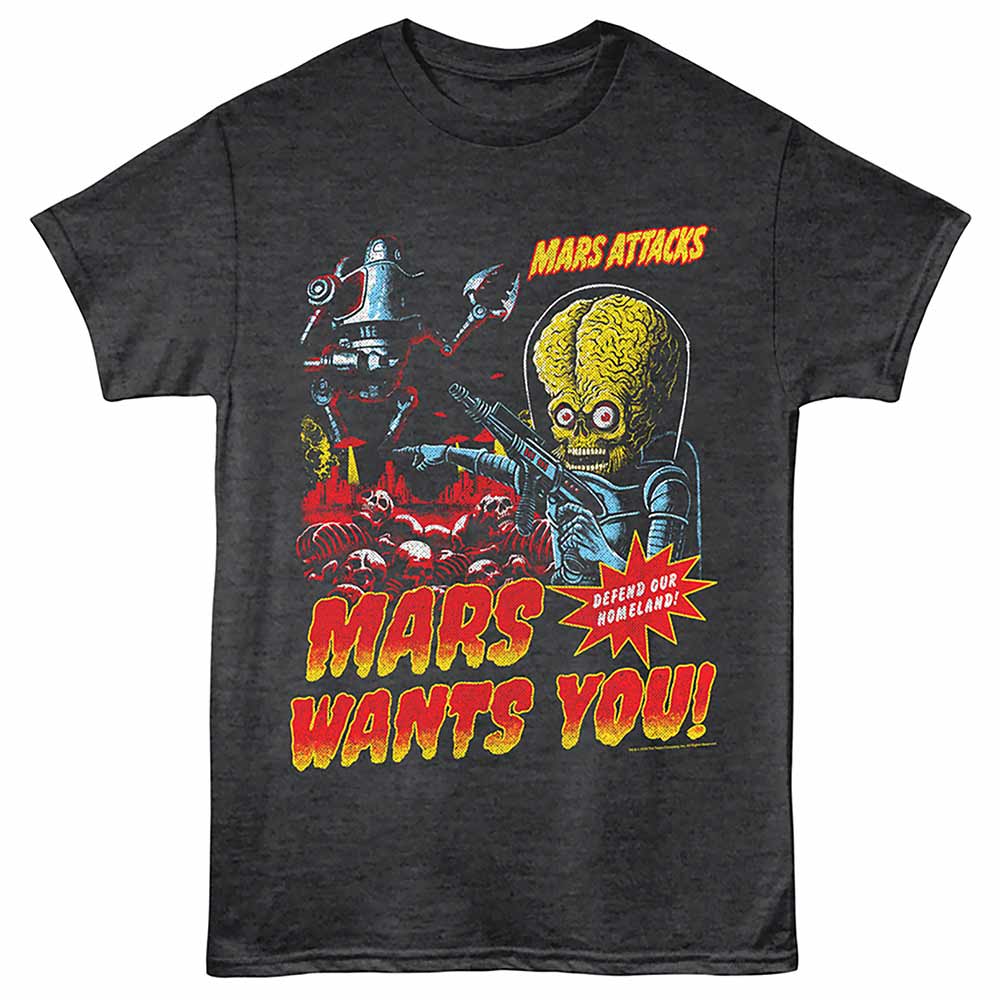 Mars Attacks Defend Our Homeland Black Heather T-Shirt