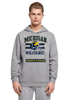 University of Michigan Vintage Wolverines with Helmet Hoodie - Heather Grey
