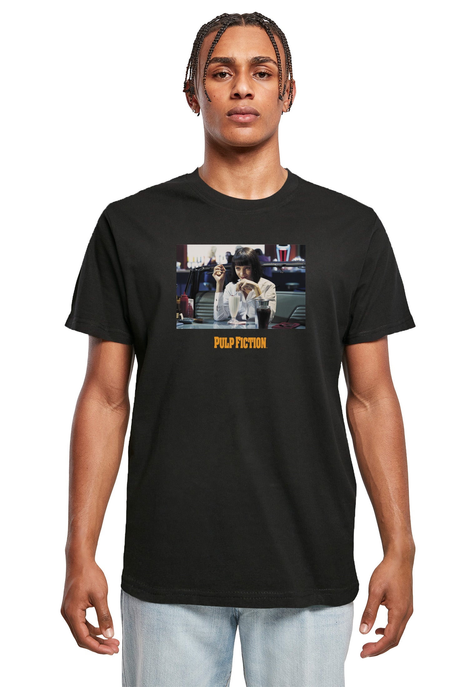 Wholesale Pulp Fiction t-shirt for your store - Men's T-Shirt Pulp Fiction Mia Wallace Graphic Print Tee Black (image 1)