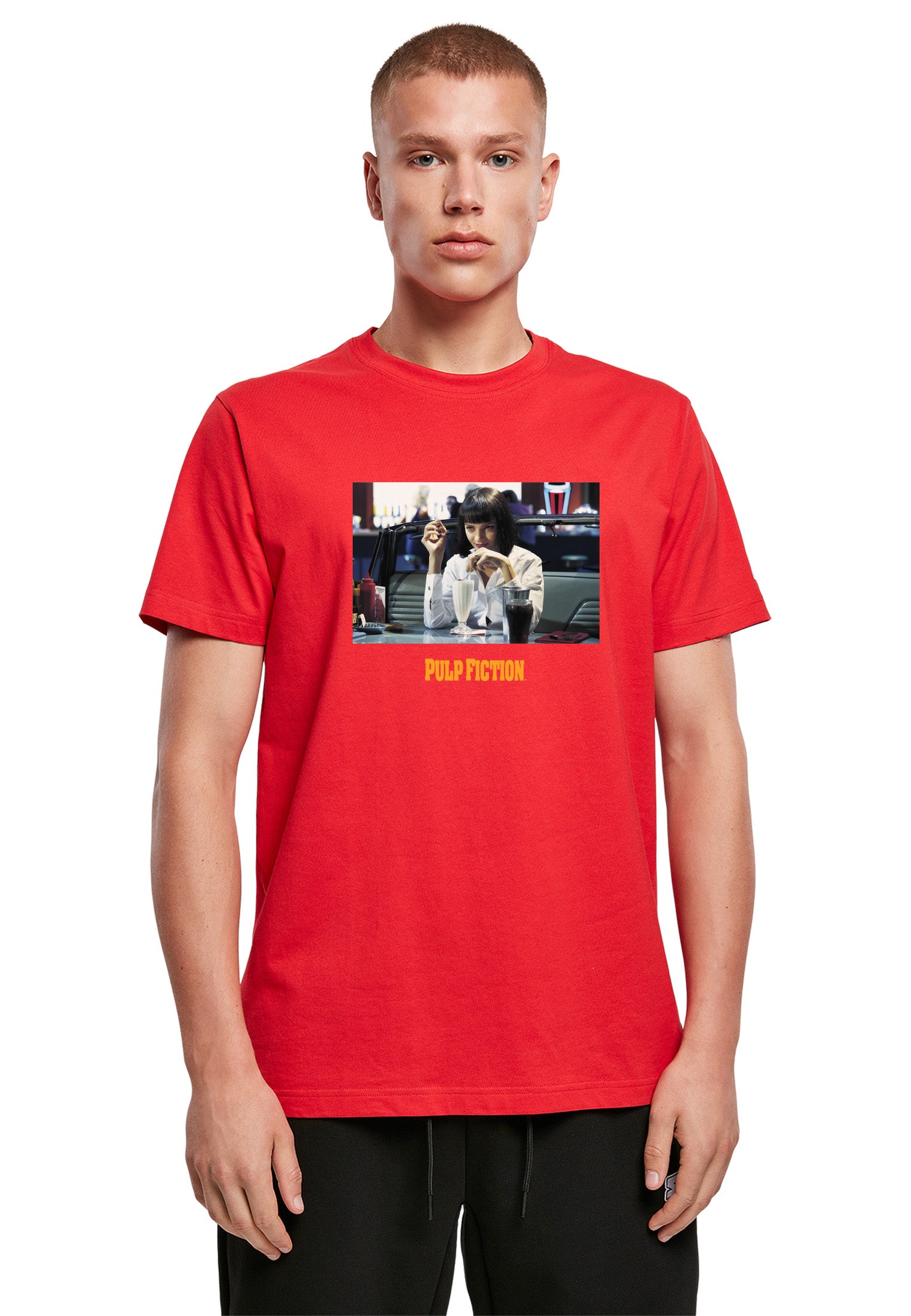 Wholesale Pulp Fiction t-shirt for your store - Men's T-Shirt Pulp Fiction Mia Wallace Graphic Print Tee Red (image 1)