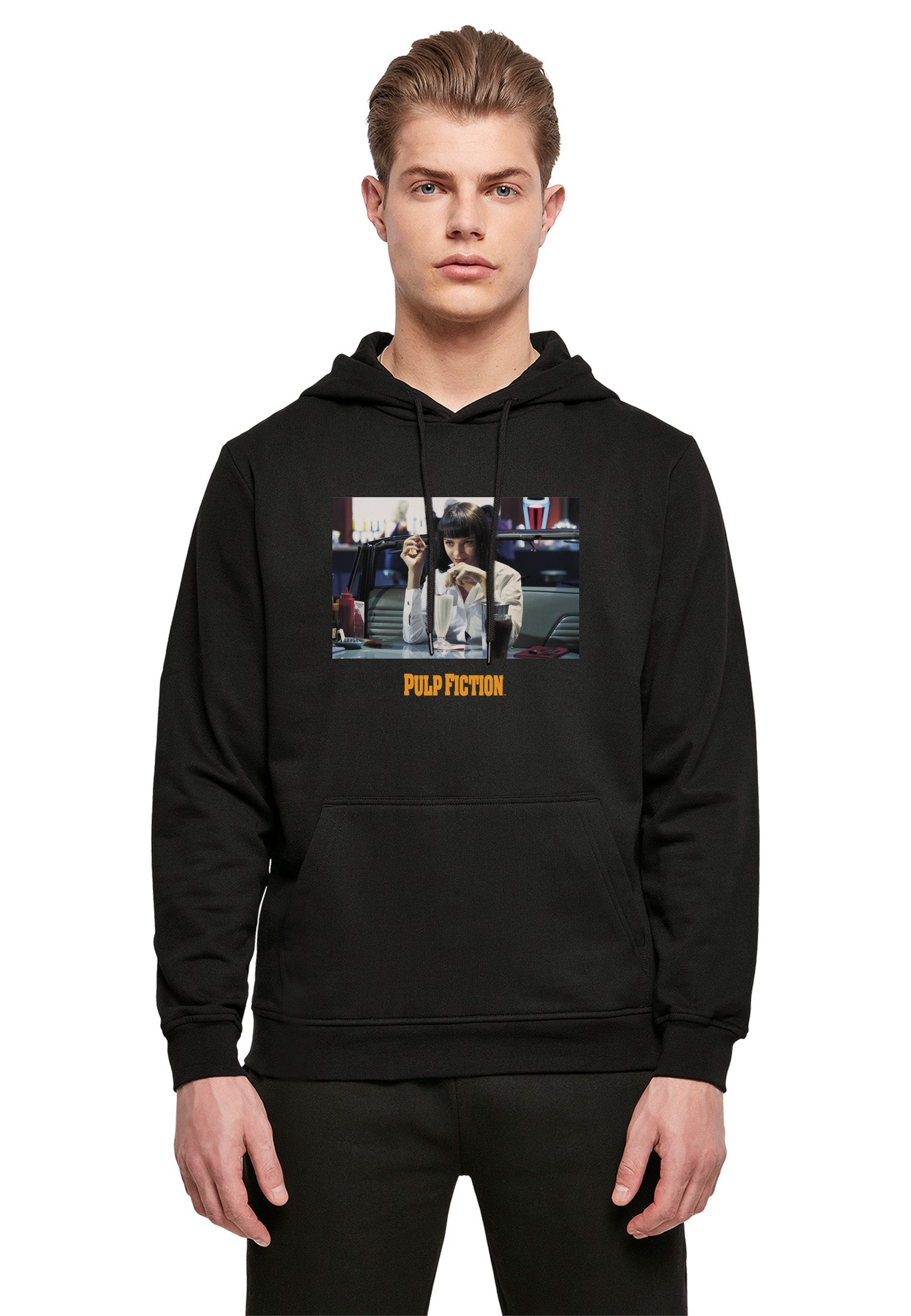 Wholesale Pulp Fiction hoodie for your store - Men's Hoodie Pulp Fiction Mia Wallace Graphic Print Hoodie Black (image 1)