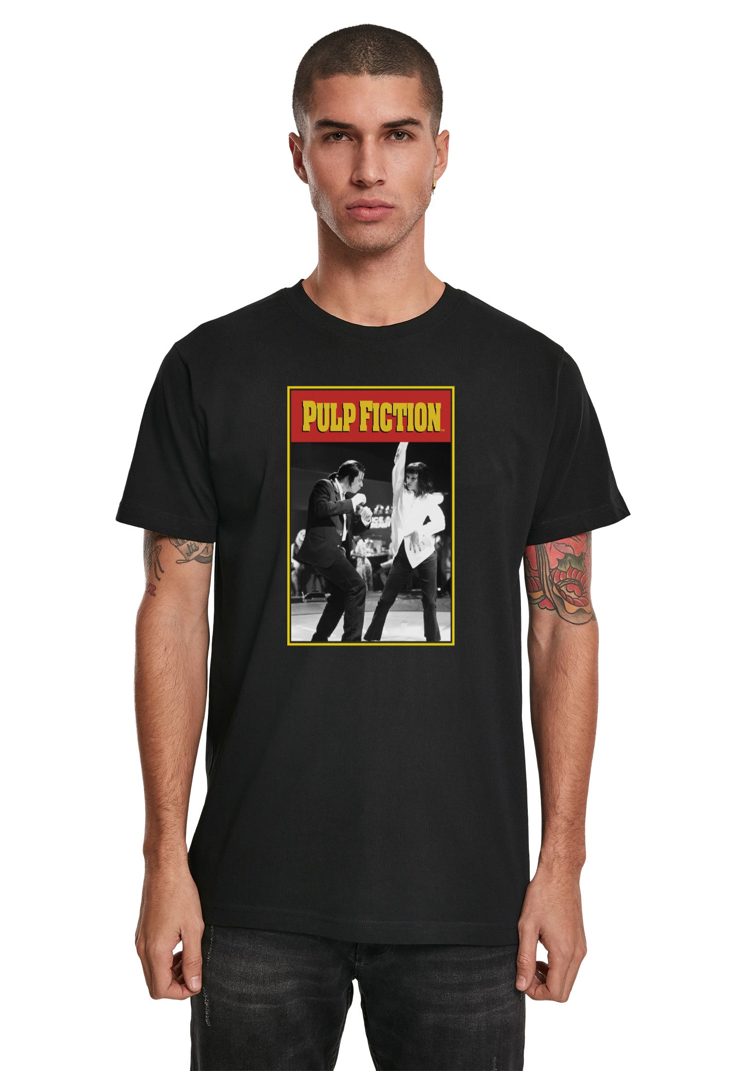 Wholesale Pulp Fiction t-shirt for your store - Men's T-Shirt Pulp Fiction Dance Portrait Graphic Print Tee Black (image 1)
