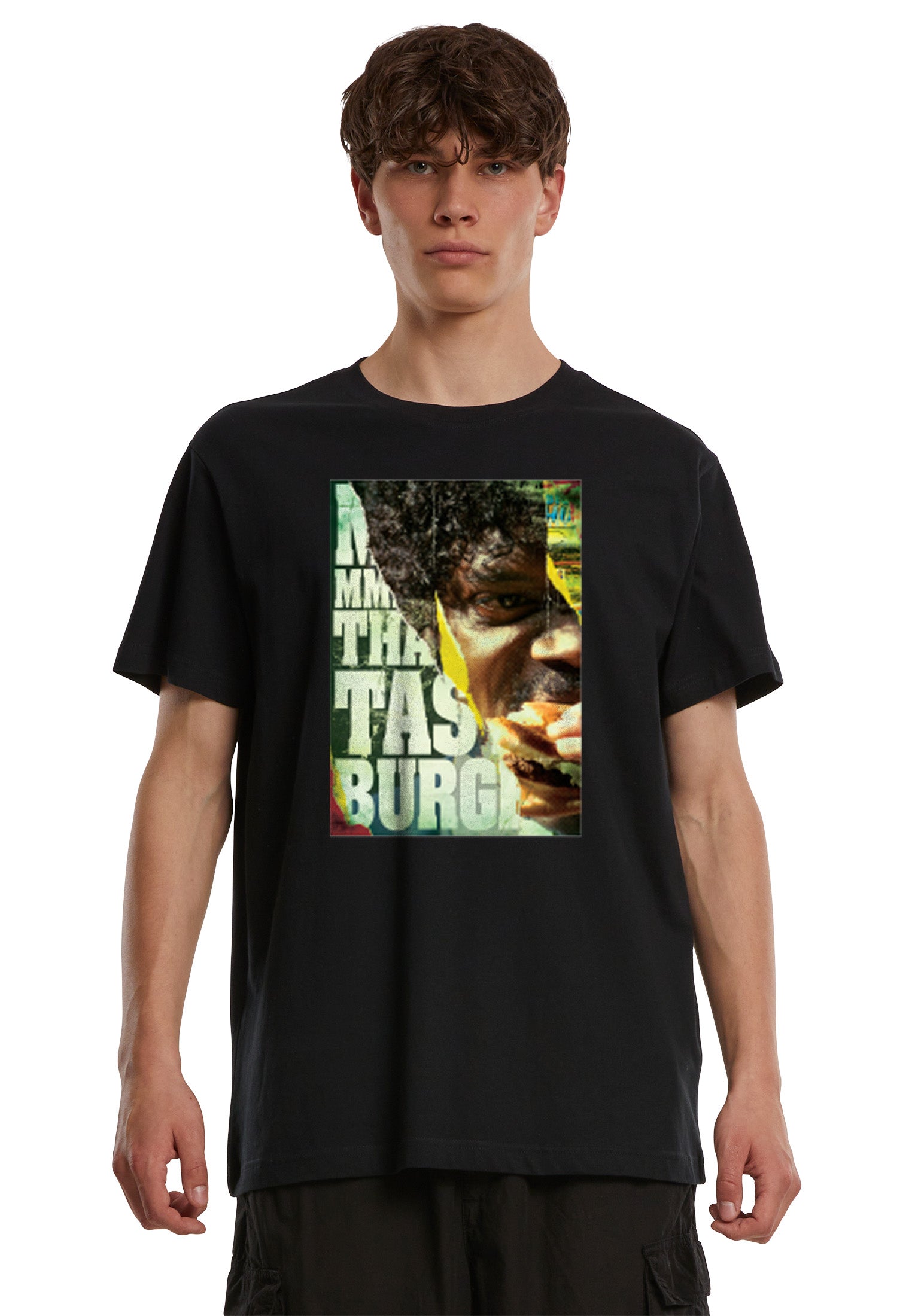 Wholesale Pulp Fiction t-shirt for your store - Men's T-Shirt Pulp Fiction Kahuna Burger Graphic Print Tee Black (image 1)