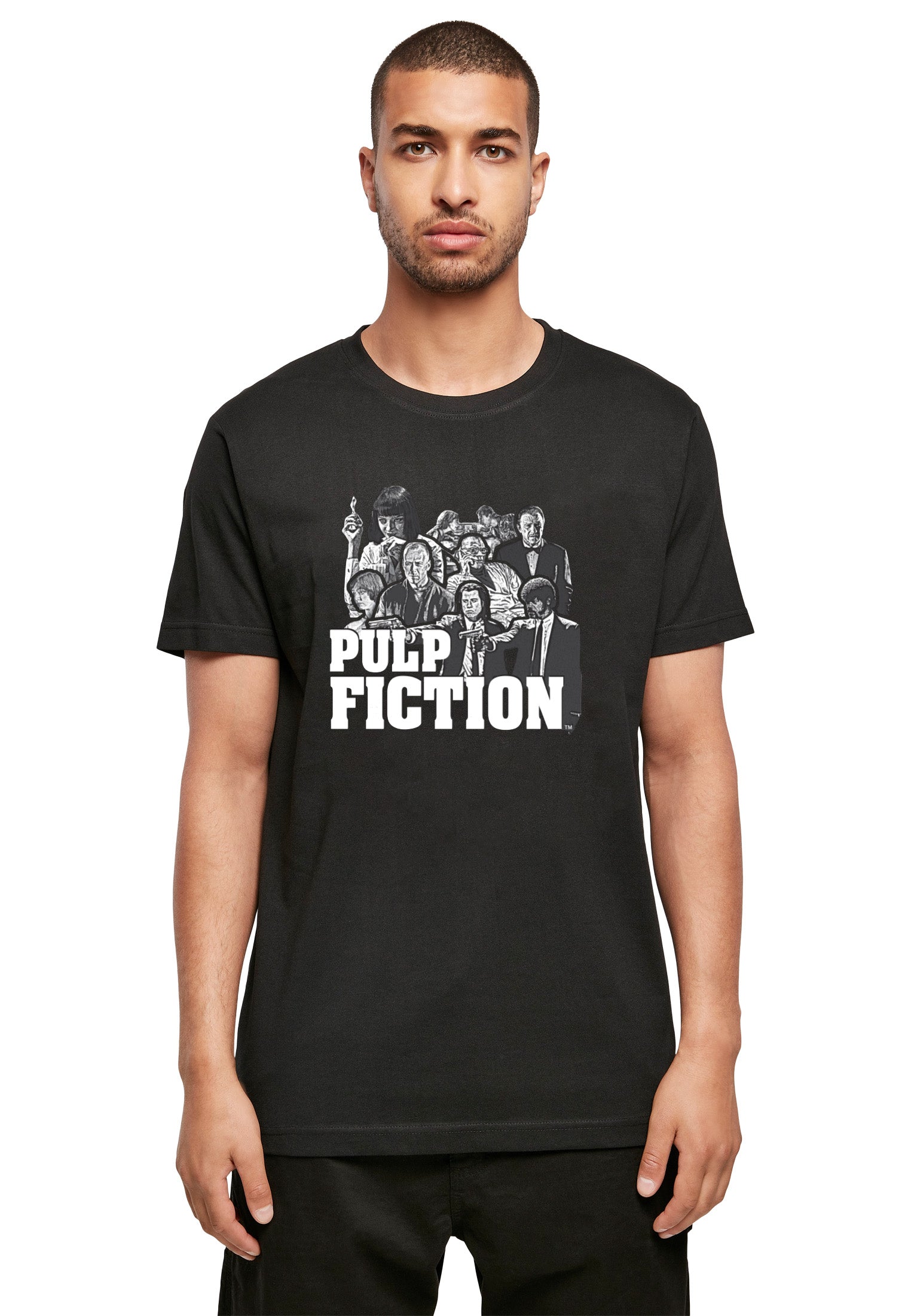 Wholesale Pulp Fiction t-shirt for your store - Men's T-Shirt Pulp Fiction Cast Graphic Graphic Print Tee Black (image 1)