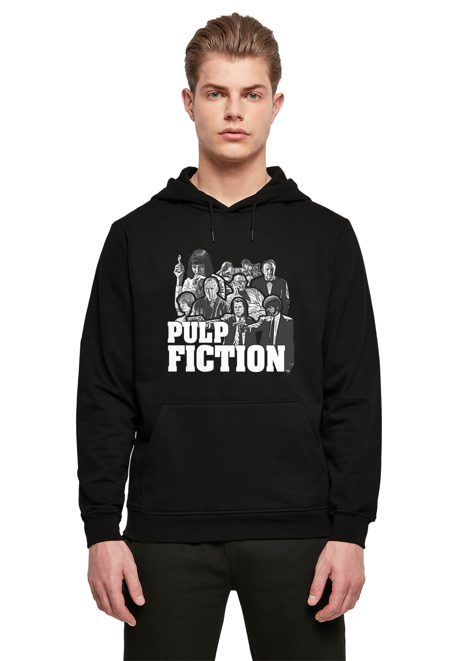 Wholesale Pulp Fiction hoodie for your store - Men's Hoodie Pulp Fiction Cast Graphic Graphic Print Hoodie Black (image 1)