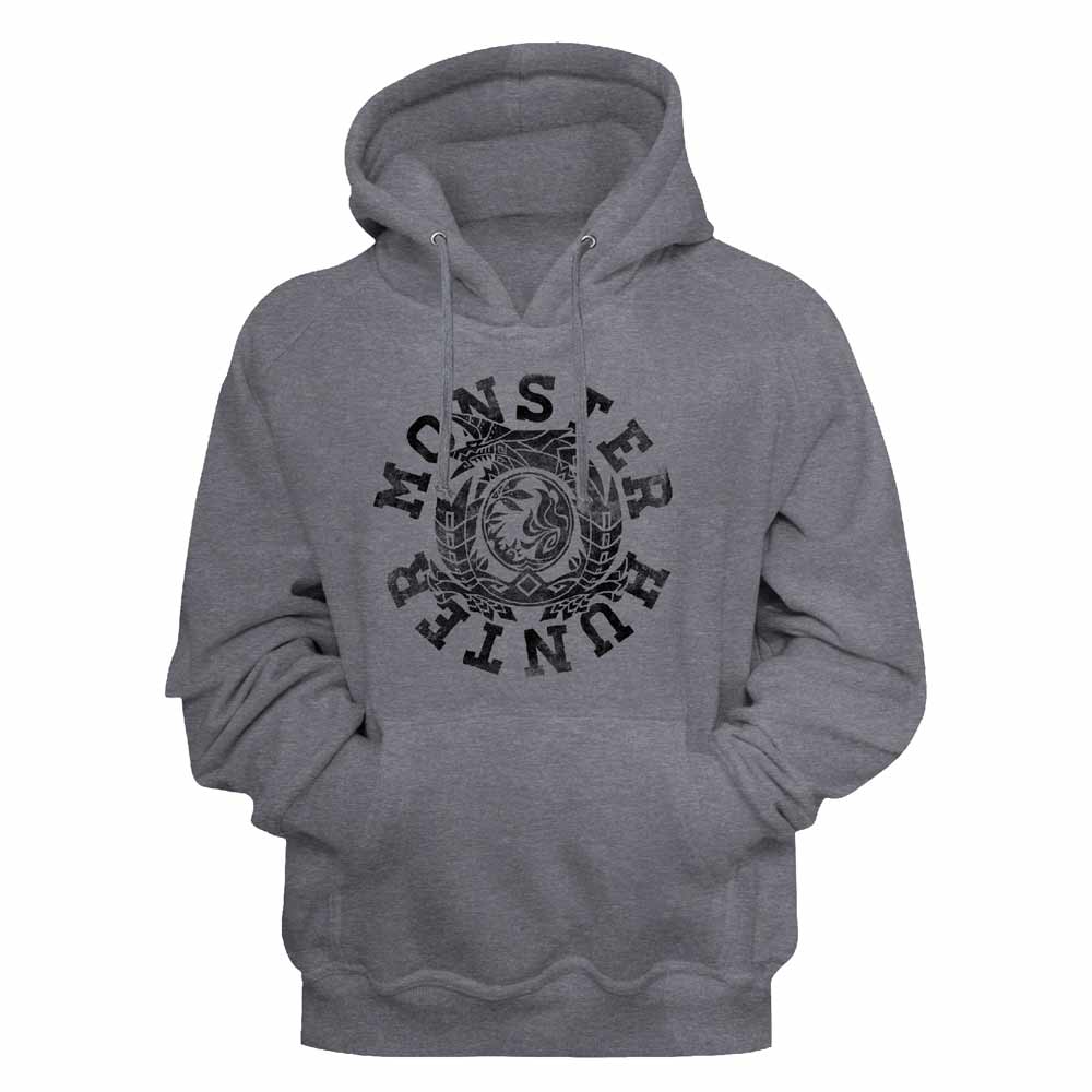 Monster Hunter Mh Circle Gunmetal Heather Hoodie