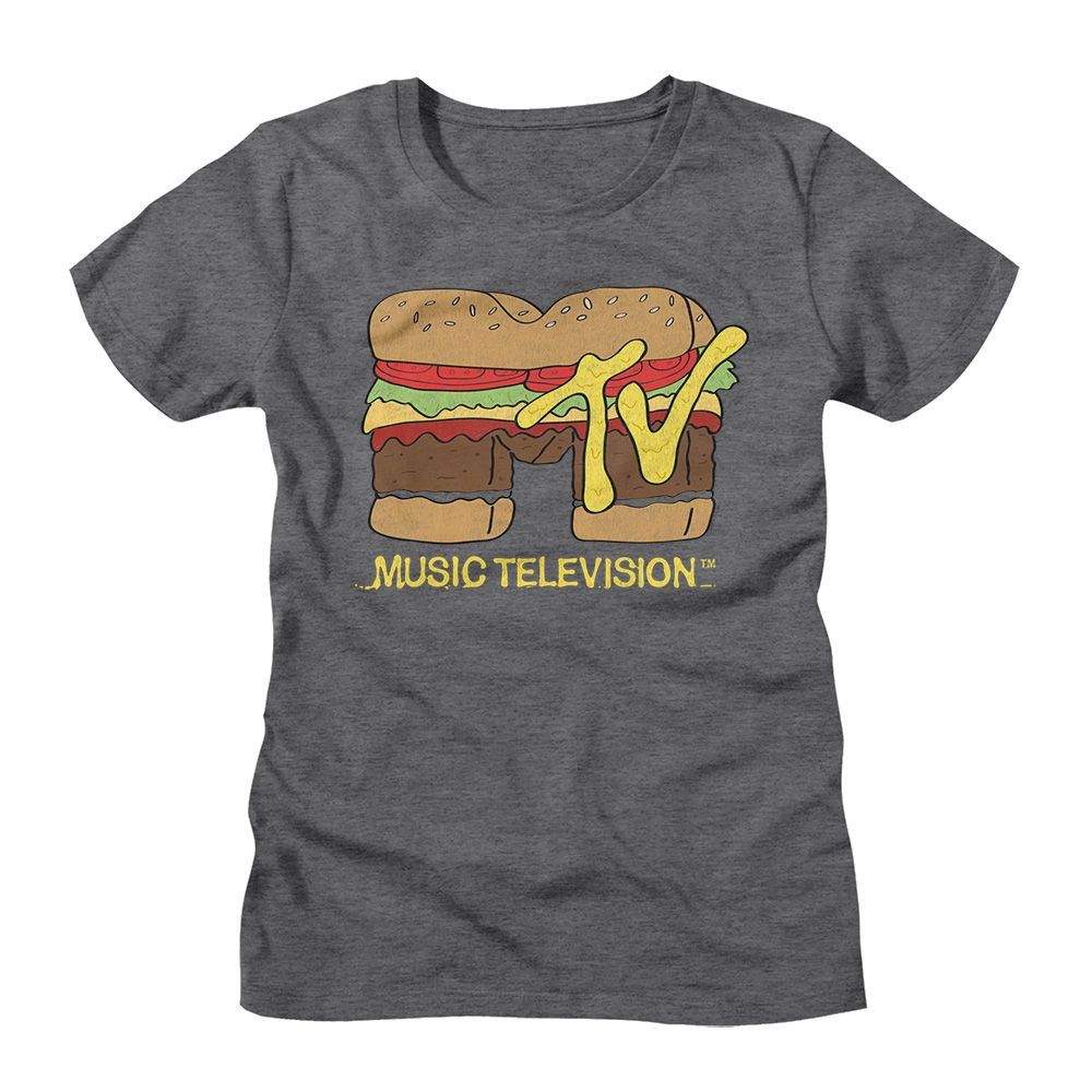 MTV Mtv Burger Heather Gray Women's T-Shirt