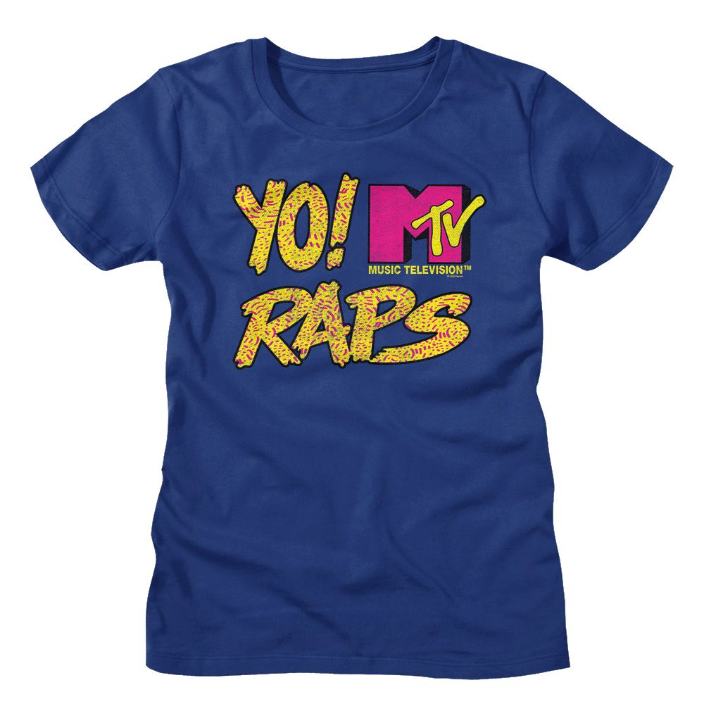 MTV Mtv Yo Raps Texture Royal Blue Women's T-Shirt