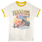 NHRA 11K Horsepower Vintage White Mellow Yellow Ringer T-Shirt