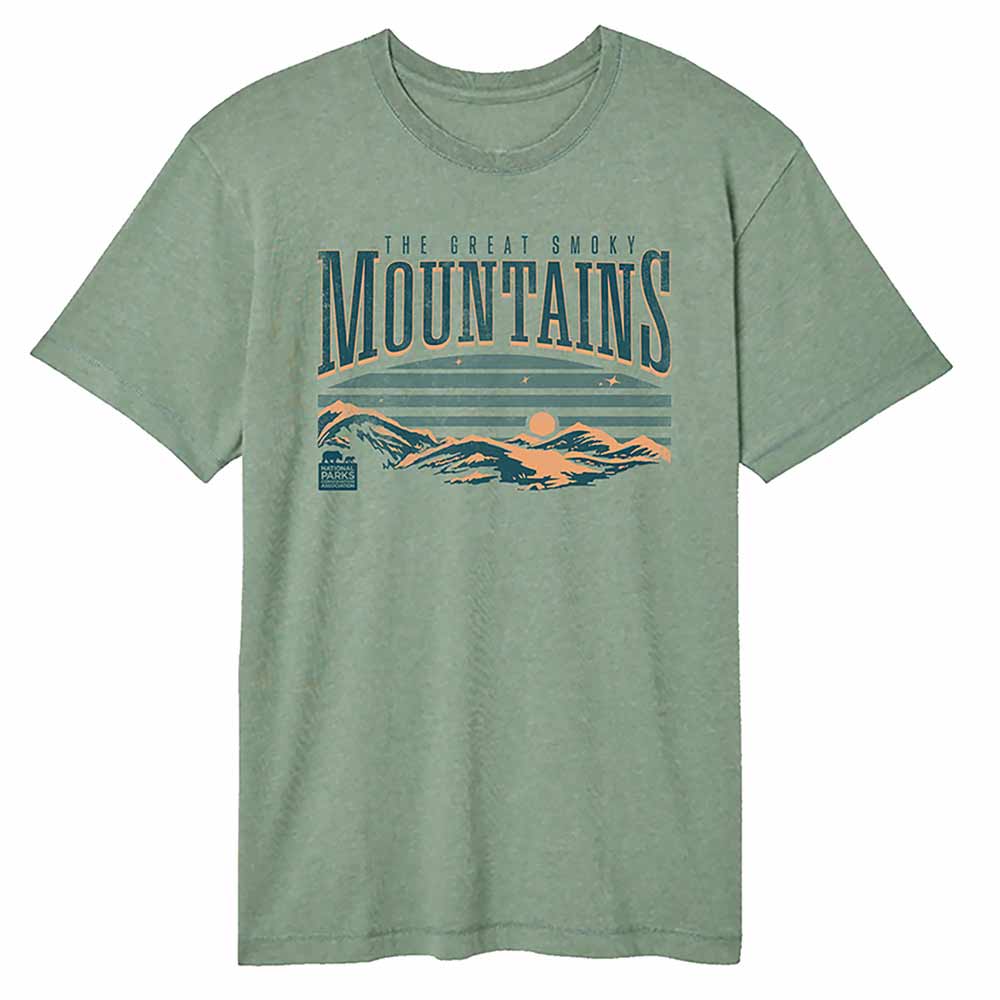 National Parks Smoky Mountains Sunset Basil Vintage Wash T-Shirt
