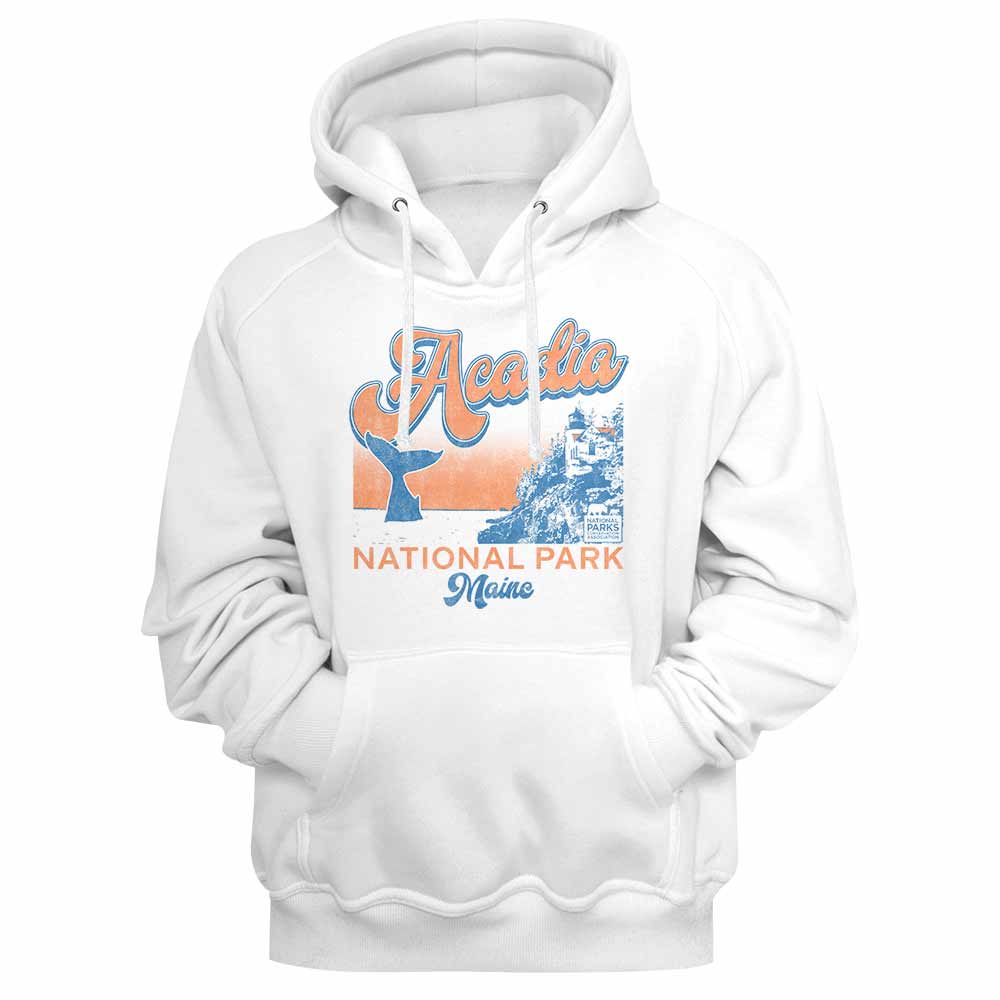 U.S. National Parks Acadia Whale White Hoodie