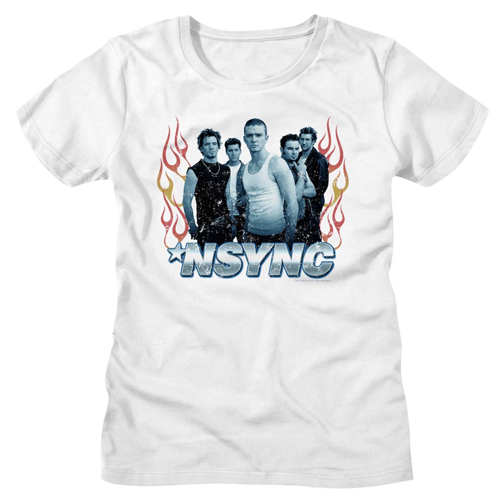 NSYNC Flames White Women's T-Shirt