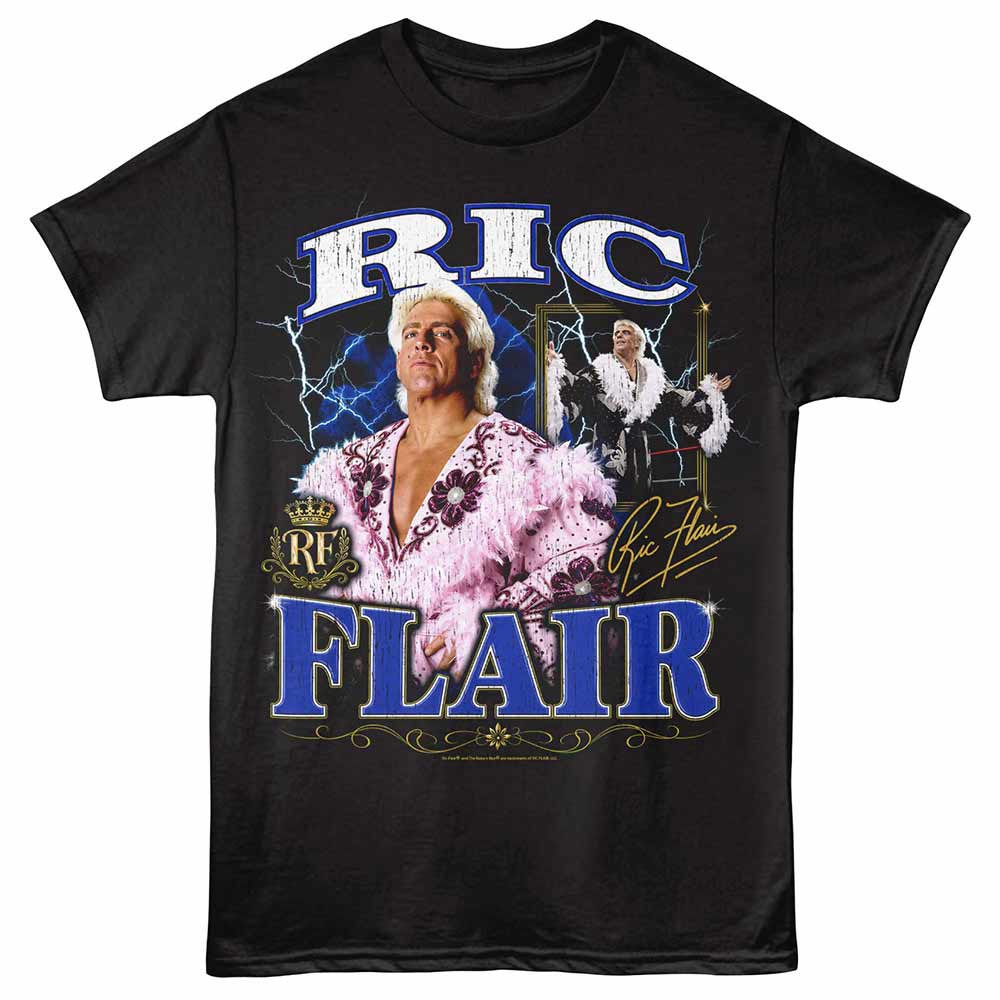 Ric Flair Lightning Collage Black T-Shirt