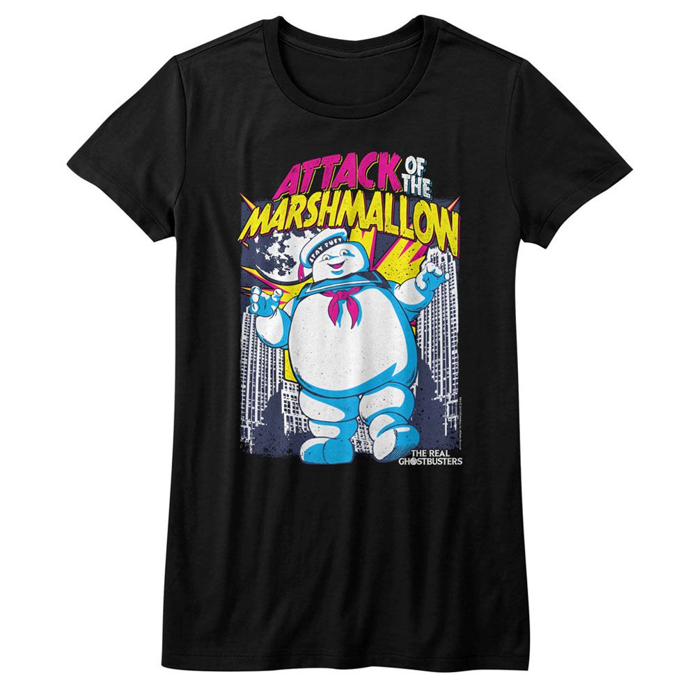 The Real Ghostbusters Marshmallow Attacks Black Women's T-Shirt