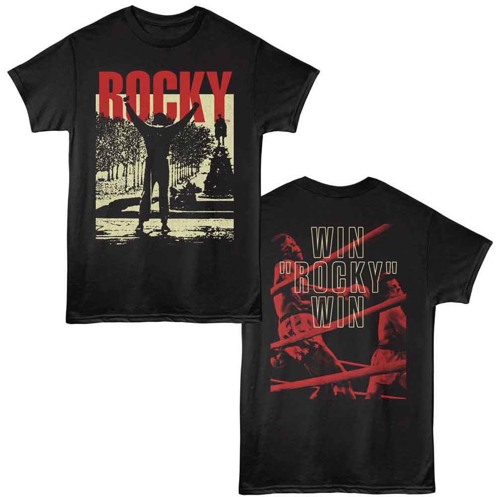 Rocky Win Rocky Win Black Front & Back Print T-Shirt
