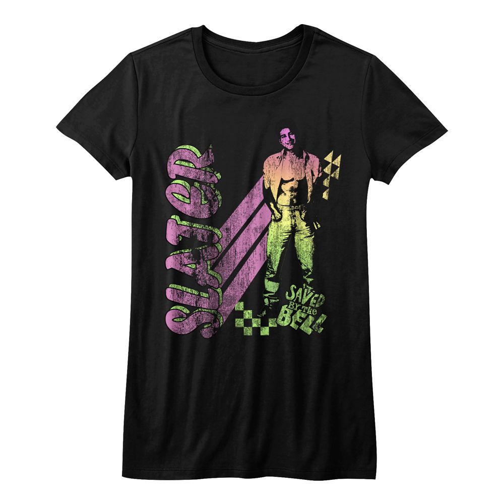 Saved by the Bell Neon Slater Black Women's T-Shirt