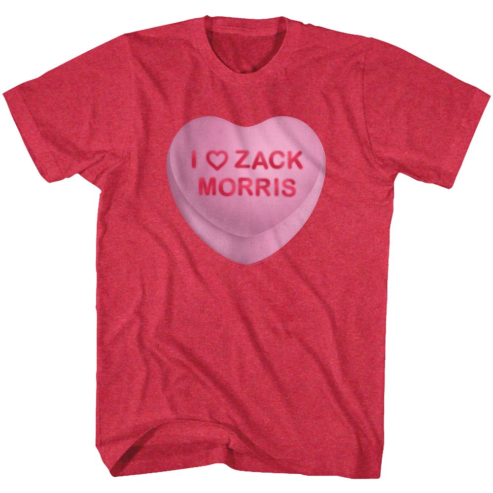 Saved by the Bell Zach Candy Heart Red Heather T-Shirt