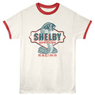Carroll Shelby Old Sign Style Vintage White Rio Red Ringer T-Shirt