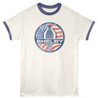 Carroll Shelby Flag Logo Vintage White India Ink Ringer T-Shirt