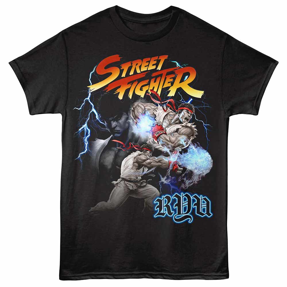 Street Fighter Ryu Montage Black T-Shirt