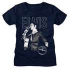 Sun Records Elvis On The Mic Navy Women's T-Shirt