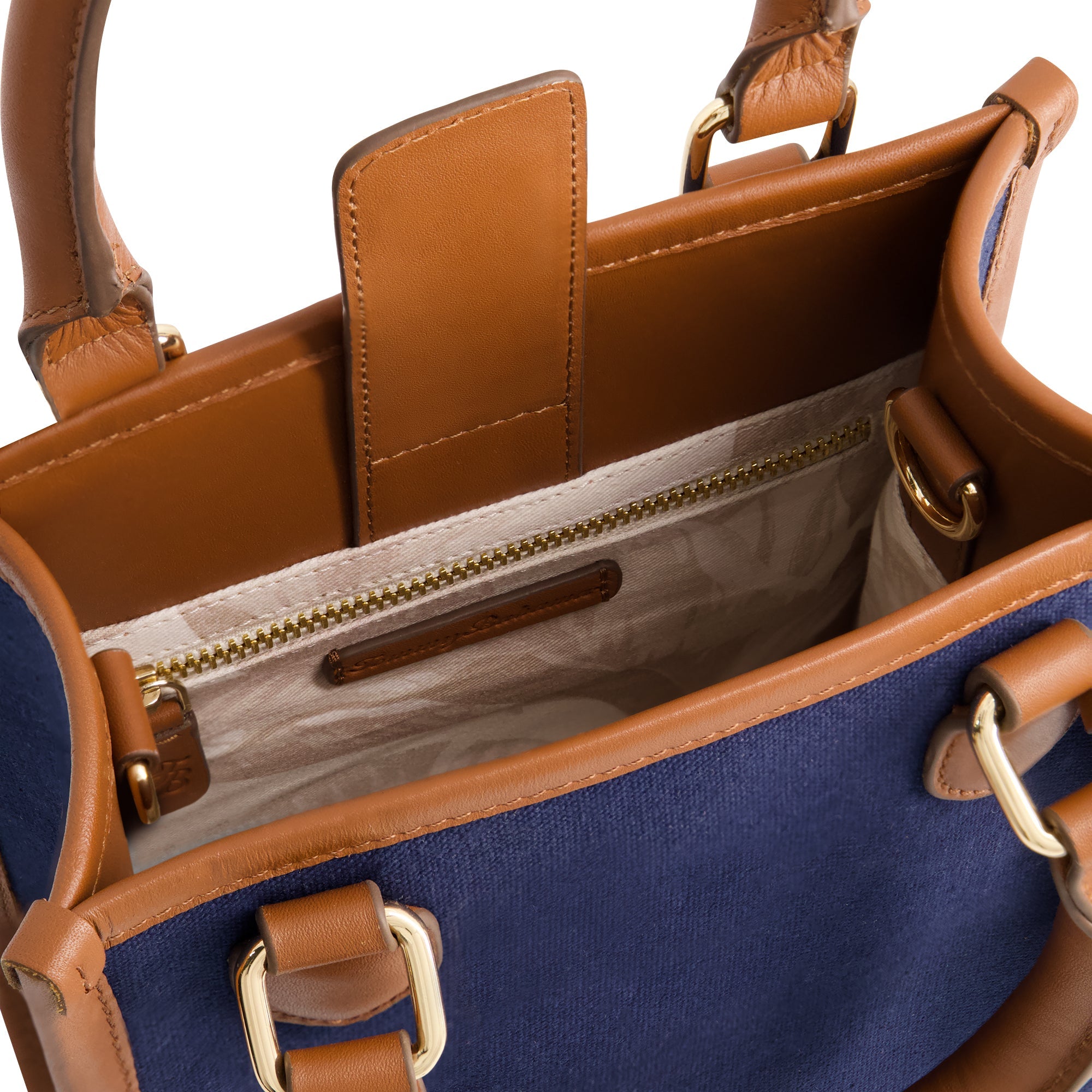 Wholesale Tommy Bahama Solid Canvas North South Tote Bag with Leather Trim Navy Tan Merch Showroom