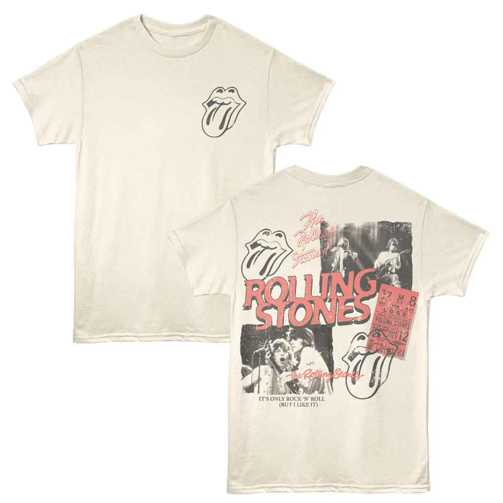 Rolling Stones Collage Front and Back Print Natural T-Shirt