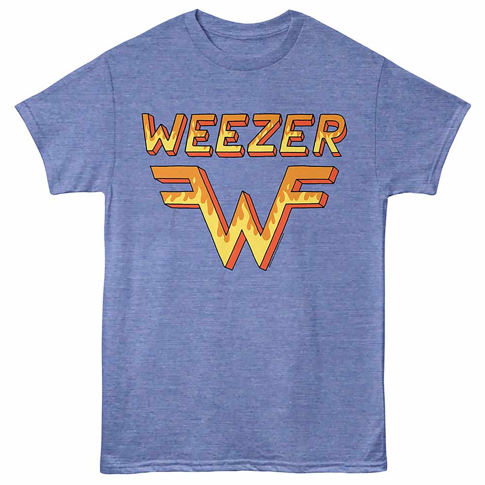 Weezer Flame Logo Light Blue Heather T-Shirt