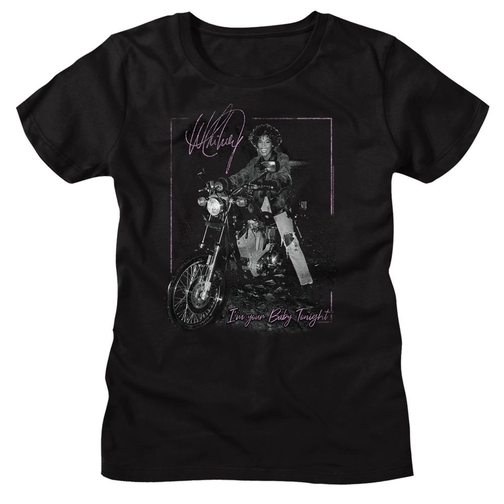 Whitney Houston Motorcycle Black Women's T-Shirt