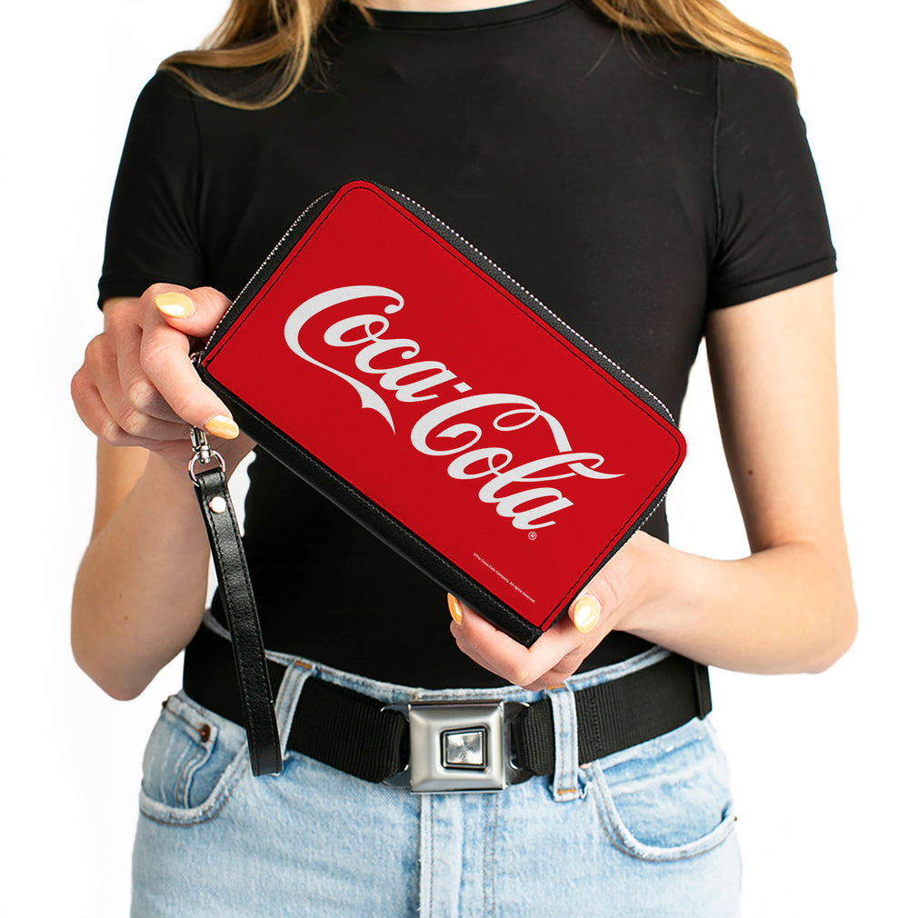 Wholesale PU Zip Around Wallet Rectangle - COCA-COLA Coke Script