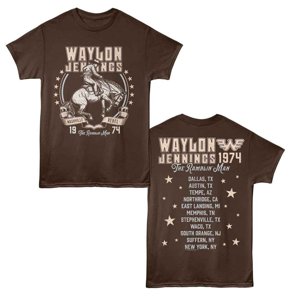 Waylon Jennings Nashville Rebel Cowboy Dark Chocolate T-Shirt