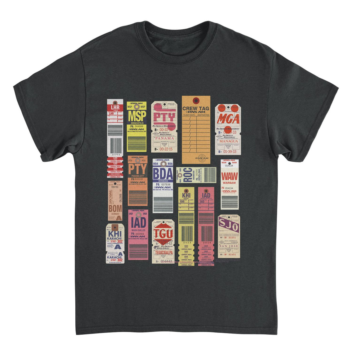 Wholesale Pan Am Vintage Luggage Tags Black T-Shirt – Merch Showroom