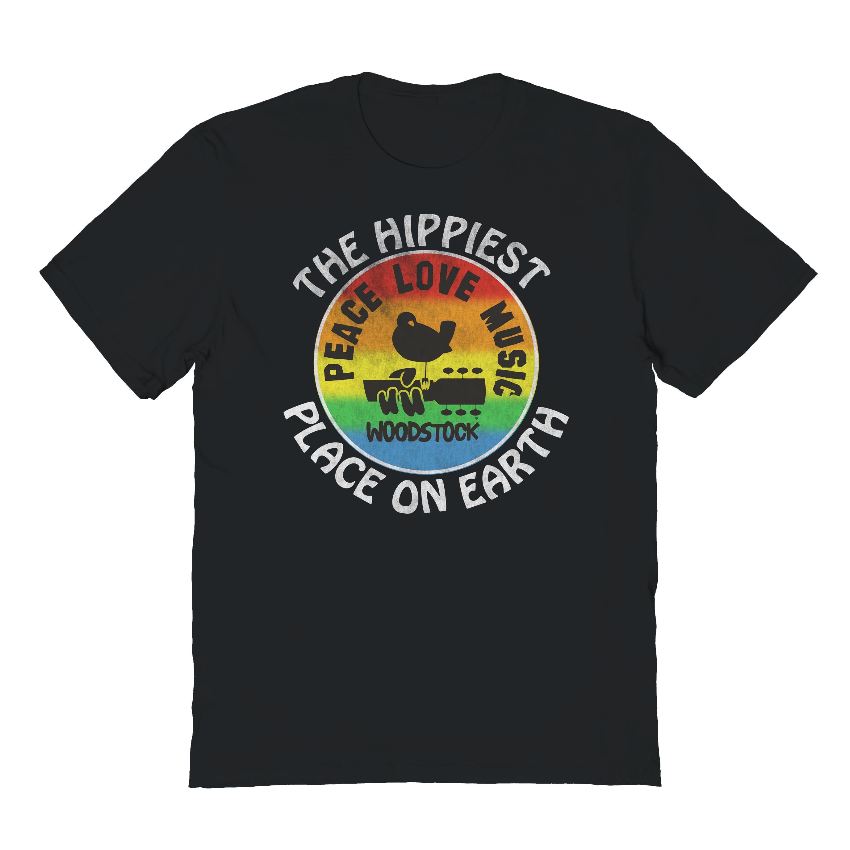 Wholesale Goodie Two Sleeves Woodstock Hippiest Place on Earth Black T-Shirt