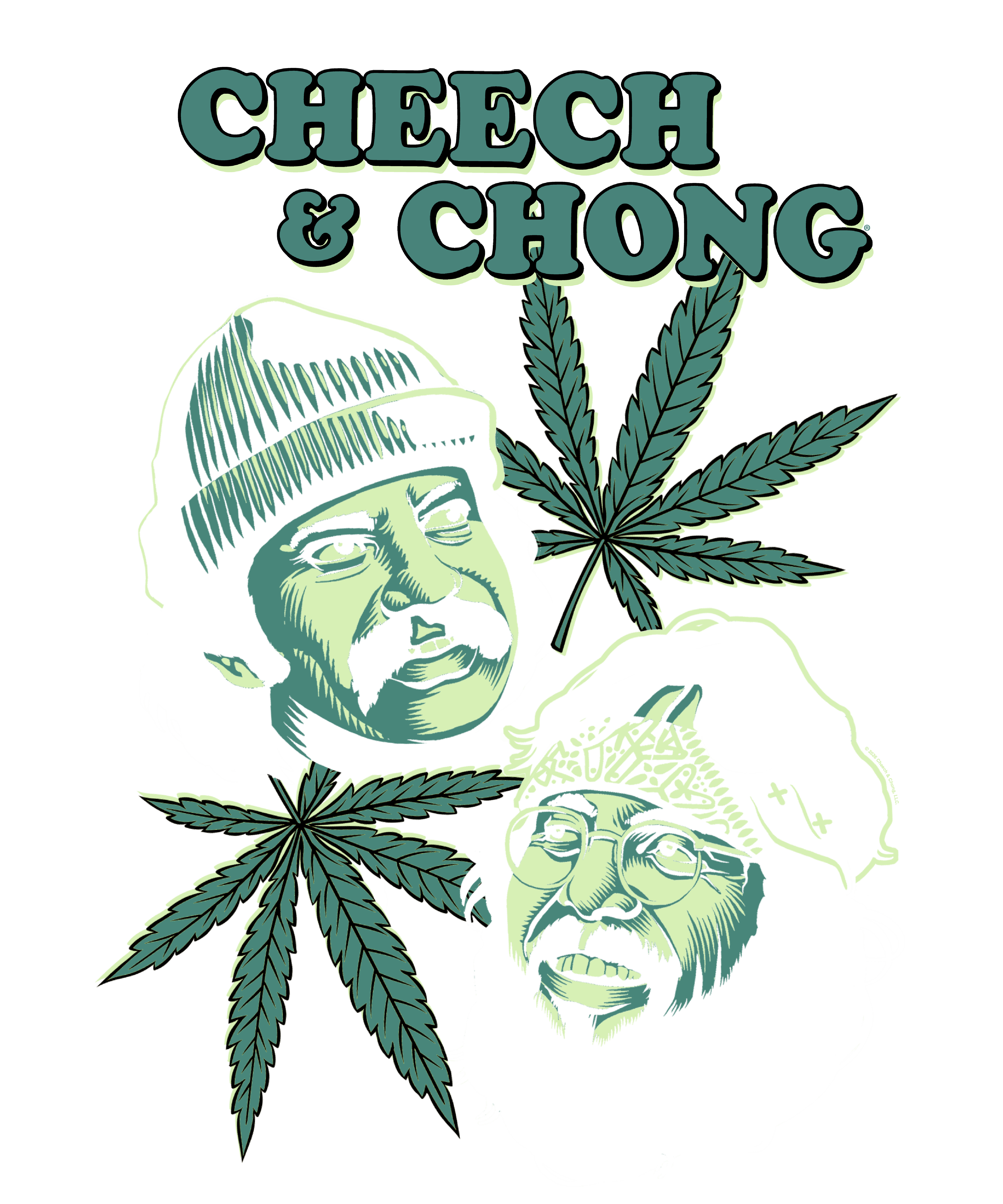 Wholesale Cheech and Chong Duo Portrait Leaf T-Shirt