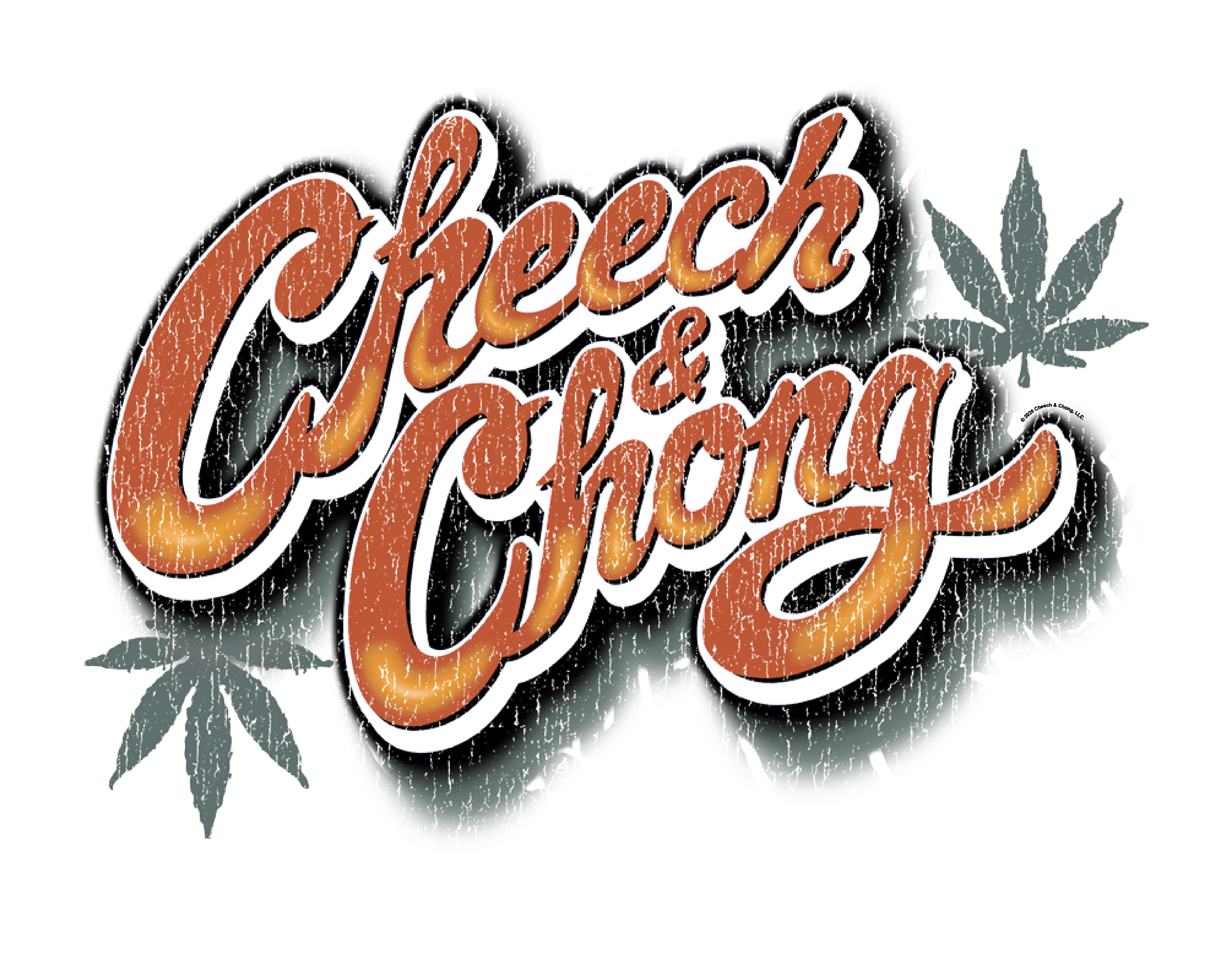 Wholesale Cheech and Chong Vintage Script Distressed Leaf Logo T-Shirt