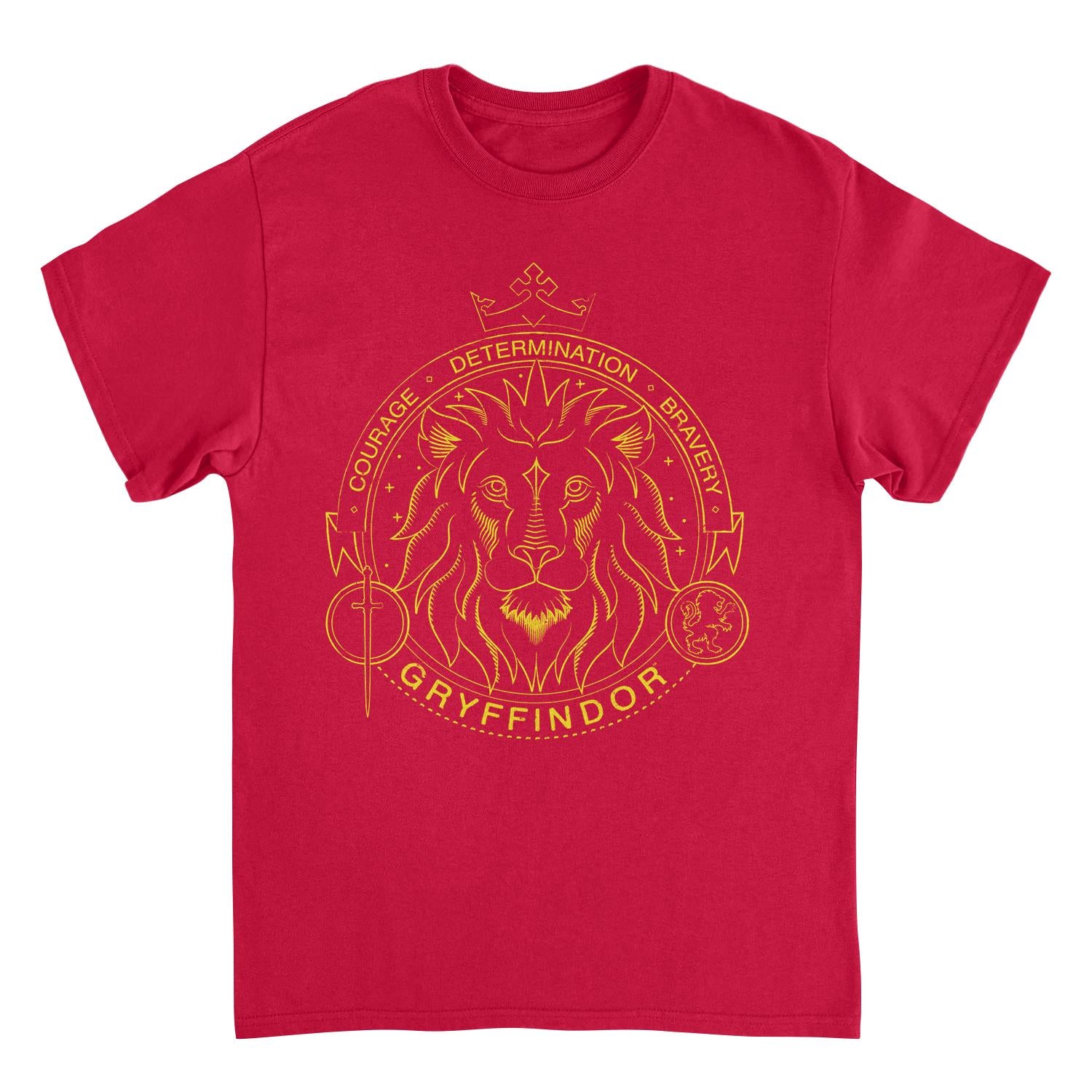 Harry Potter Minimalist Mascot Gryffindor Outline Red T-Shirt