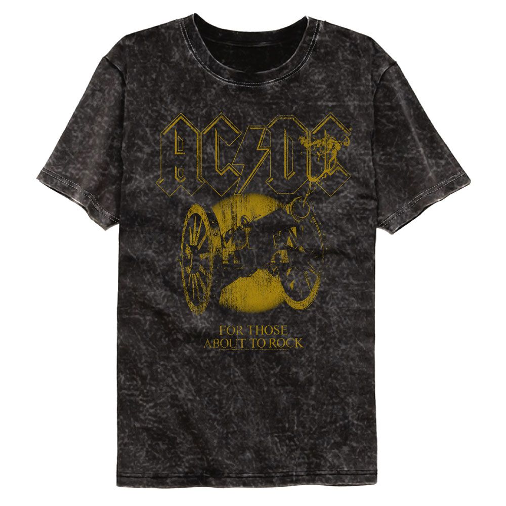 Wholesale AC/DC For Those About to Rock Gold Premium Mineral Wash Fashion Band Tee